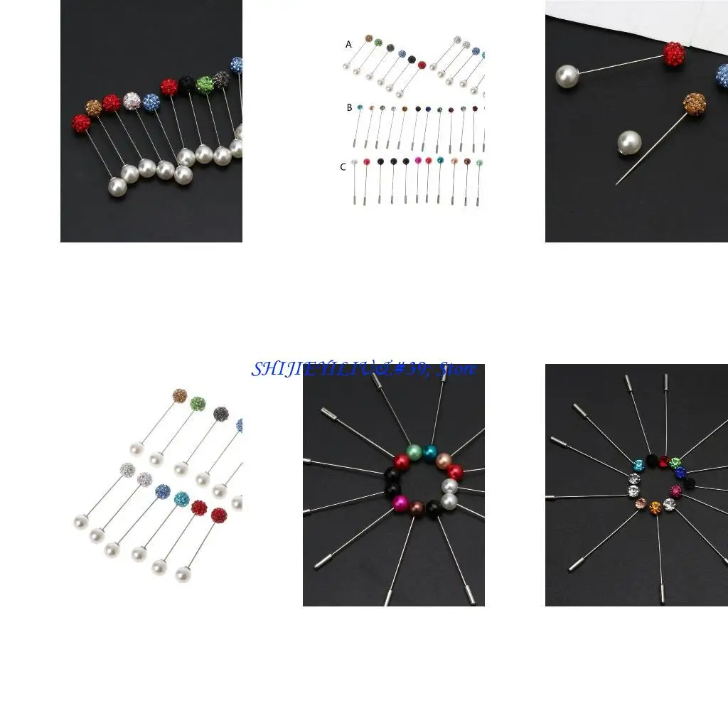 E21F 12 Pcs/Set Colorful Crystal Hijab Pearl Clip Brooch Pin Scarf Safety Clip Shawl Enamel Pins Jewelry Decor Gift for Women