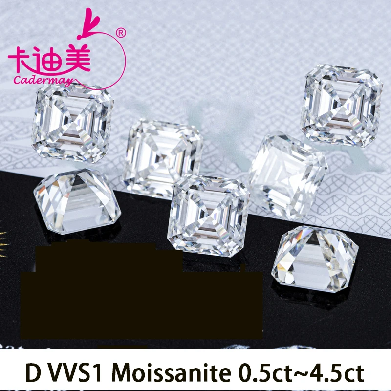 

CADERMAY D VVS1 Moissanite Loose Stone Asscher Cut 0.5-5.0CT Gemstones With Certificate for DIY Jewelry Making in Wholesale