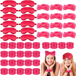 20 Pcs Spa Headband Bulk Pink Party Supplies Wristband Eye Mask for Girls Women Birthday Sleepover Party Favors