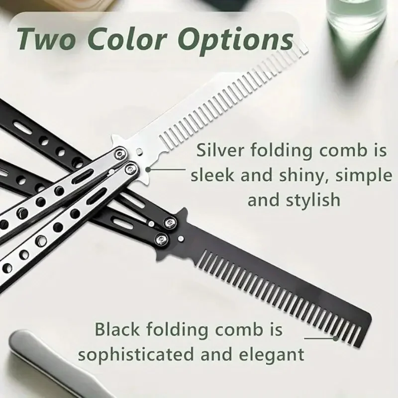 Foldable Comb Stainless Steel Butterfly Knife Comb