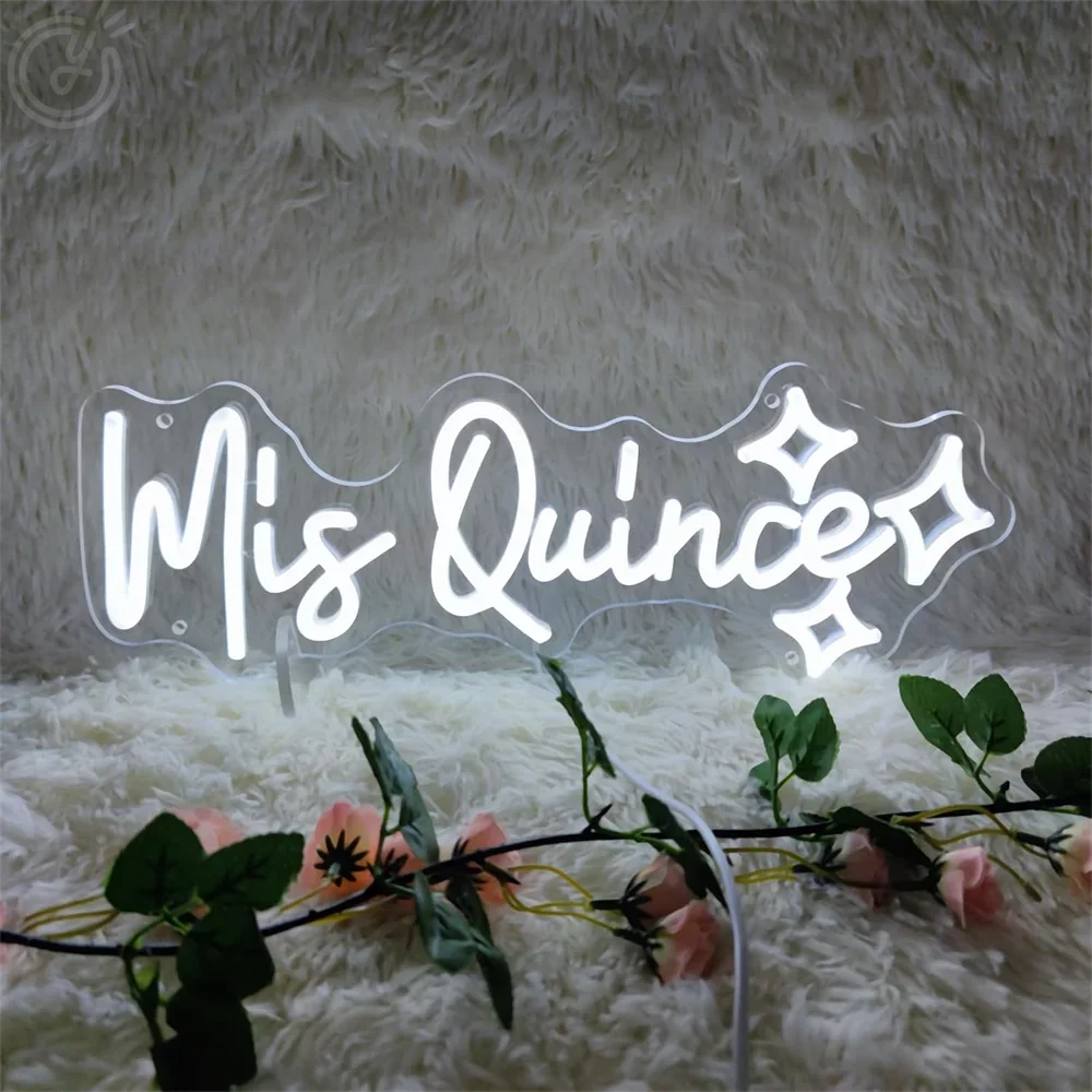 Mis Quince Neon Sign LED For Wall Decor Happy Birthday Room Neon Signs For Bedroom The Mis Quince Neon Sign Light USB Wall Decor