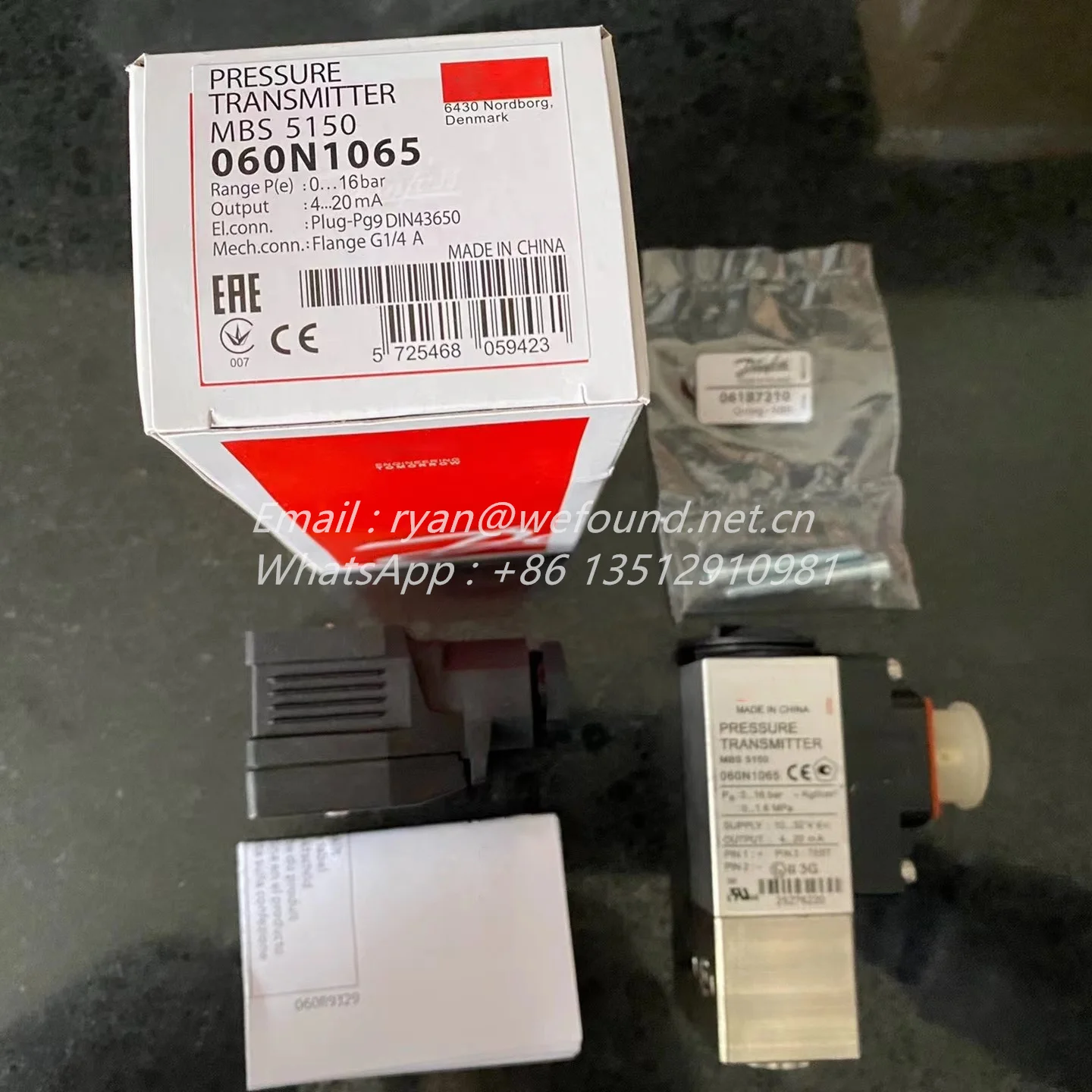 Transmissor De Pressão Danfoss, 0-16Bar, 060N1065