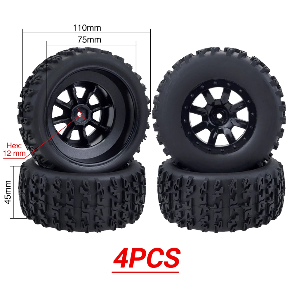 ZD Racing RC Wheels and Tires 1/10 Scale 12mm Hex Short-course Truck Anti-skid 4PCS For VKAR Redcat HSP Traxxas Slash HPI