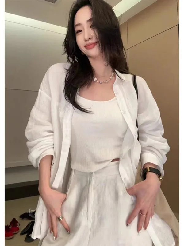 

White Loose Sun Protection irt Thin Outerwear Women's Faion Sensation Autumn 2025 Design Sense Premium Feeling Ne