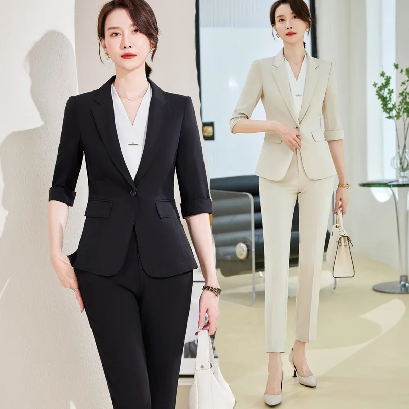 Spring and Summer New Three-Quarter Sleeve Small Suit Jacket Women's Thin Work Clothes Casual Fashion Business Suit Tailored Sui