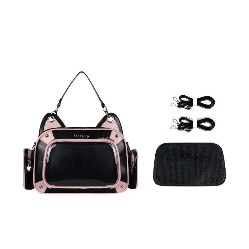 التباين اللون Kawaii القط الأذن Ita أكياس المرقعة الدنيم شفافة موضة حقيبة تحت الإبط المرأة الحلو Y2k حقائب كتف #2