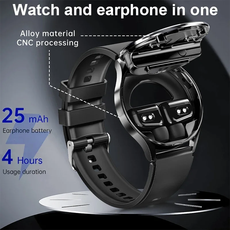 2025New NFC TWS Music Talk Smartwatch سماعة 2 في 1 ساعة ذكية للرجال مع سماعات أذن 4 ساعات من المؤثرات الصوتية القوية عاشق الموسيقى #4