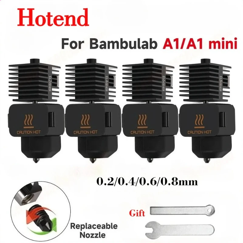 

Комплект хотэнда для Bambu Lab A1/A1mini: стальные сопла 0.2/0.4/0.6/0.8 мм, экструзионная головка, силиконовый рукав, аксессуары для 3D-принтера
