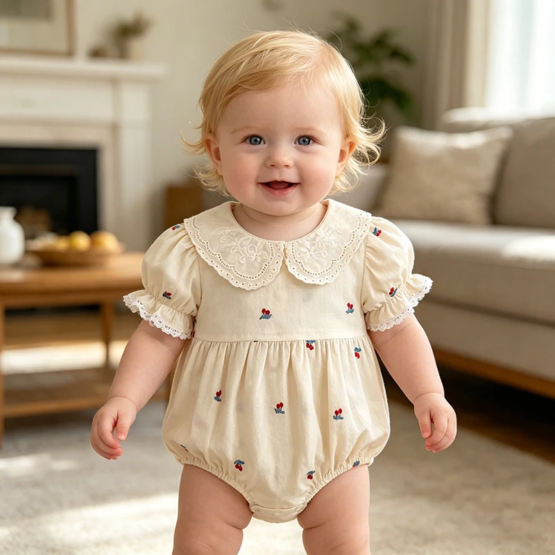 2026 Summer New Baby Clothes Girl Baby Romper 0-24M Clothes Korean Version Sweet Embroidered Short Sleeved Romper