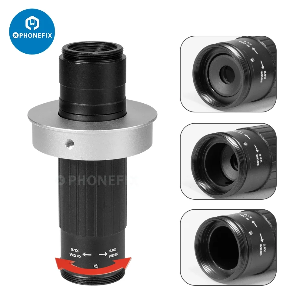 Microscópio de Ampliação Ajustável Zoom Lente c Mount Câmera de Vídeo Usb Hdmi Vga Industrial 120x 130x 180x 200x 300x 0.7×4.5x