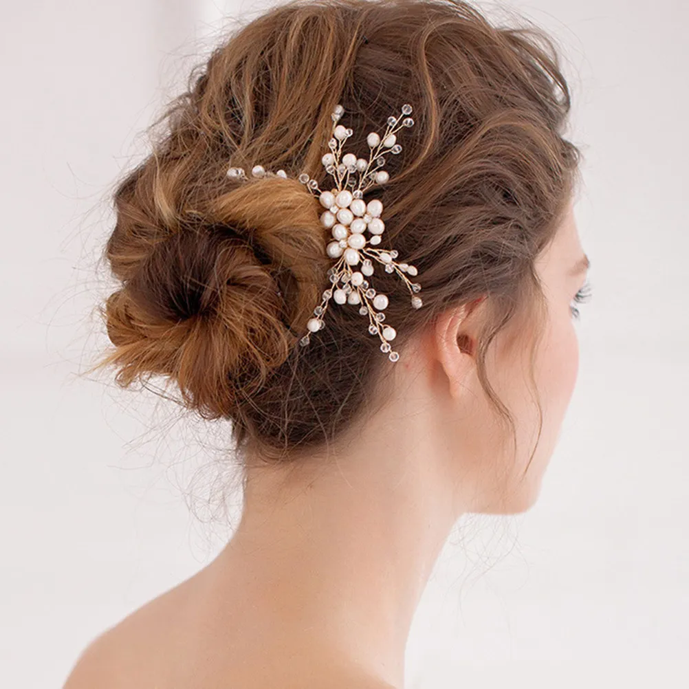 

Изысканный свадебный гребень для волос с кристаллами и жемчугом, украшенный медной проволокой и бисером, ручной работы, тиара-заколка для женщин на свадьбу