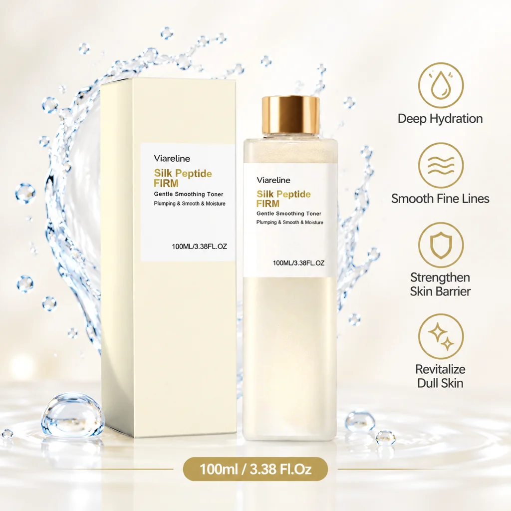 Silk Peptide Soft Firming Facial Toner Moisturize Deep Hydration Skin Smoothing Primer For Daily Morning Night Skincare Routine