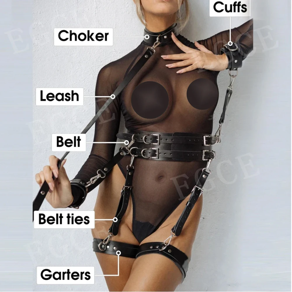 Sexy Harness Female Pu Leather Garter Bdsm Body Bondage Women Punk Erotic Lingerie Fetish Wear Gothic Clothes Thigh Sword Belt