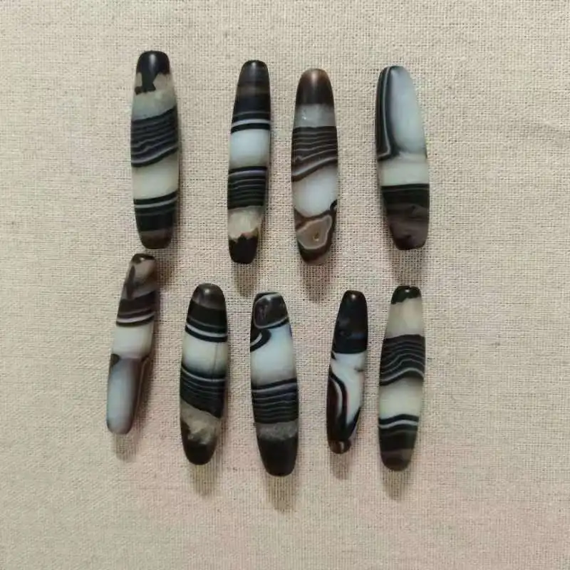 

9pcs/lot Natural Black White Brown Silk Striped old Agate Beads precious accessories gem jewelry folk-custom wholesale diy taki