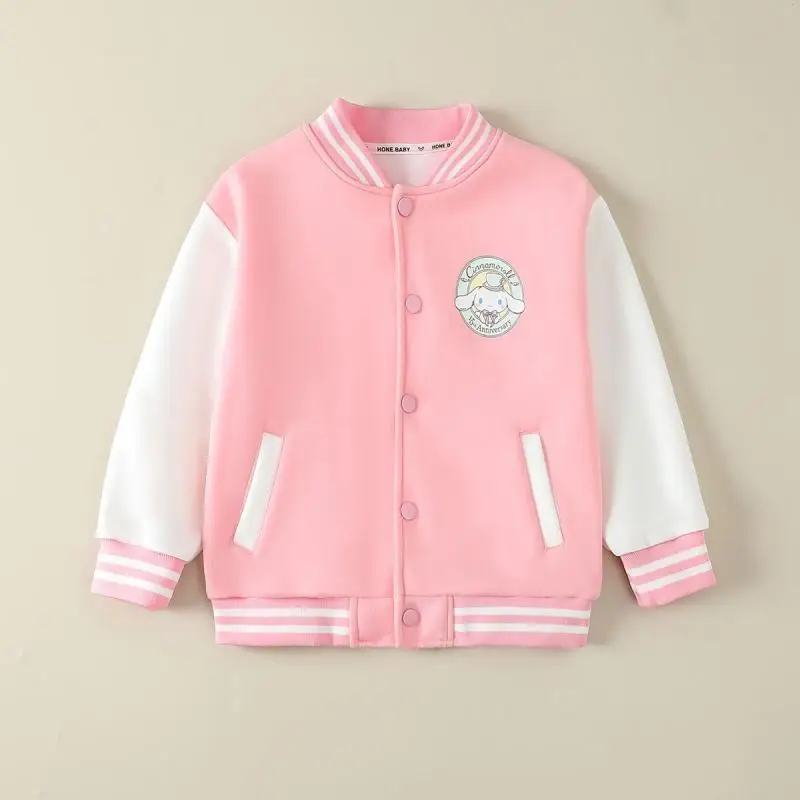 

Cinnamoroll Anime Kawaii Sanrio Girly Heart Long Sleeve Coat Spring Autumn Children Loose Baseball Jacket Clothing Gifts Toys