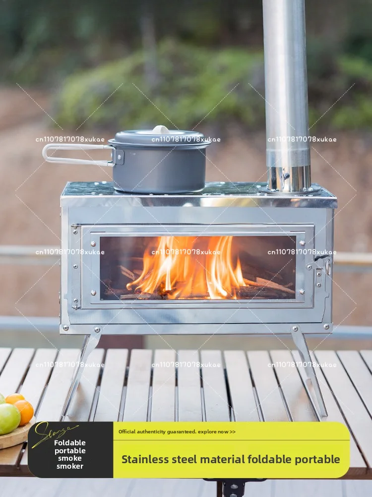 Portable Outdoor Wood Burning Rural Home Barbecue Full Equipment Stainl Steel Fire Pit Stove For Cam