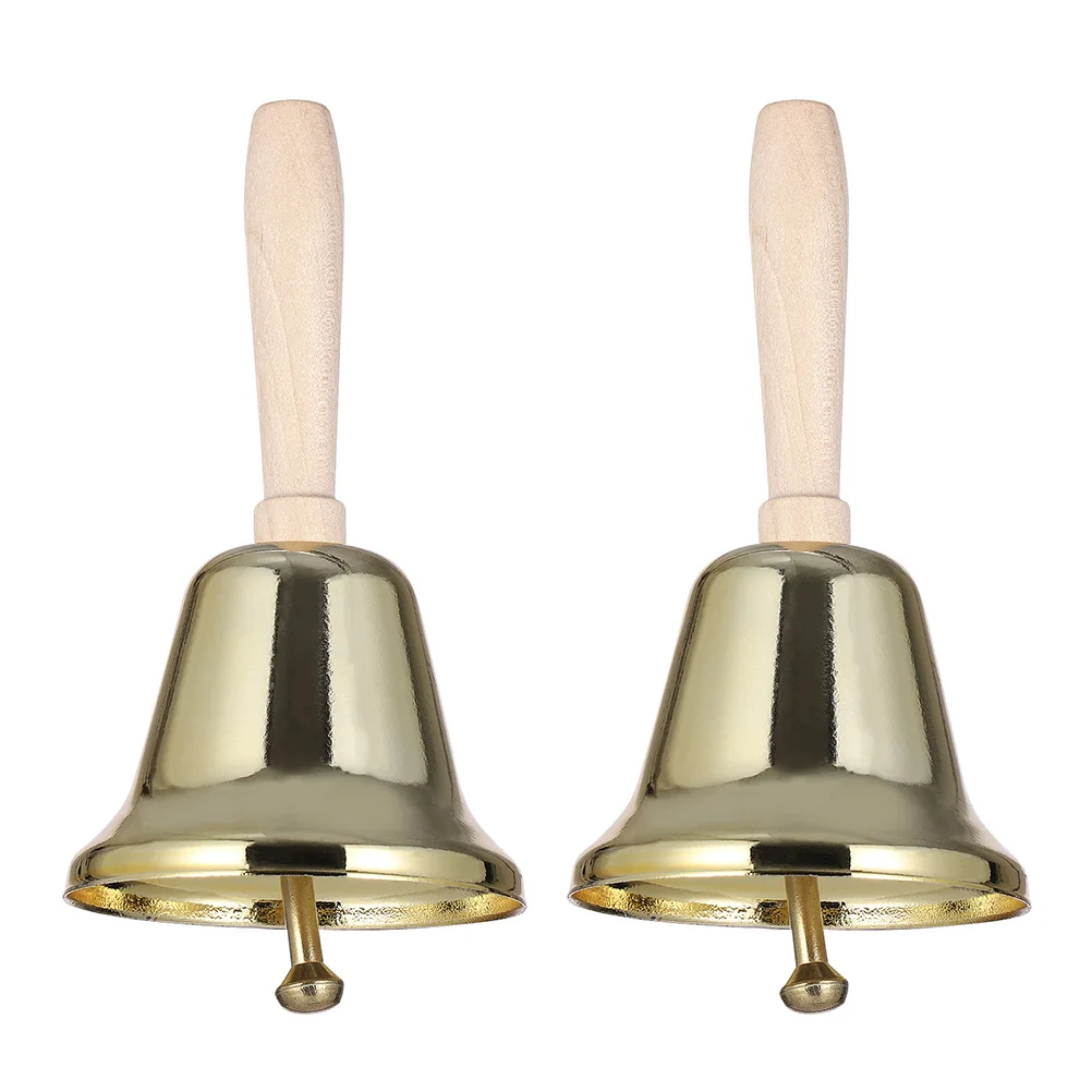 

2 Pcs Christmas Hand Ringing Alarm Bell Decoration Percussion Jingle Bells Service Bride Decorations Vintage
