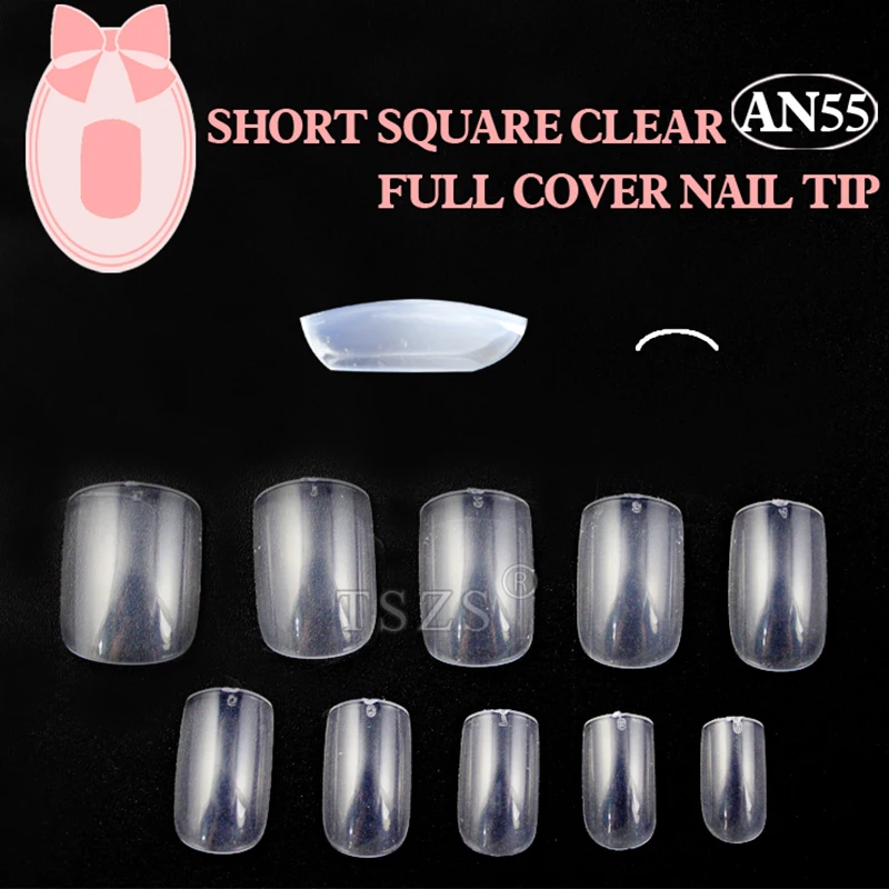 

1 пакет/партия * 500 шт. прозрачные Короткие квадратные искусственные ногти для наращивания ногтей искусственные ногти Мягкий гель миндаль полное нажатие ногтей типсы