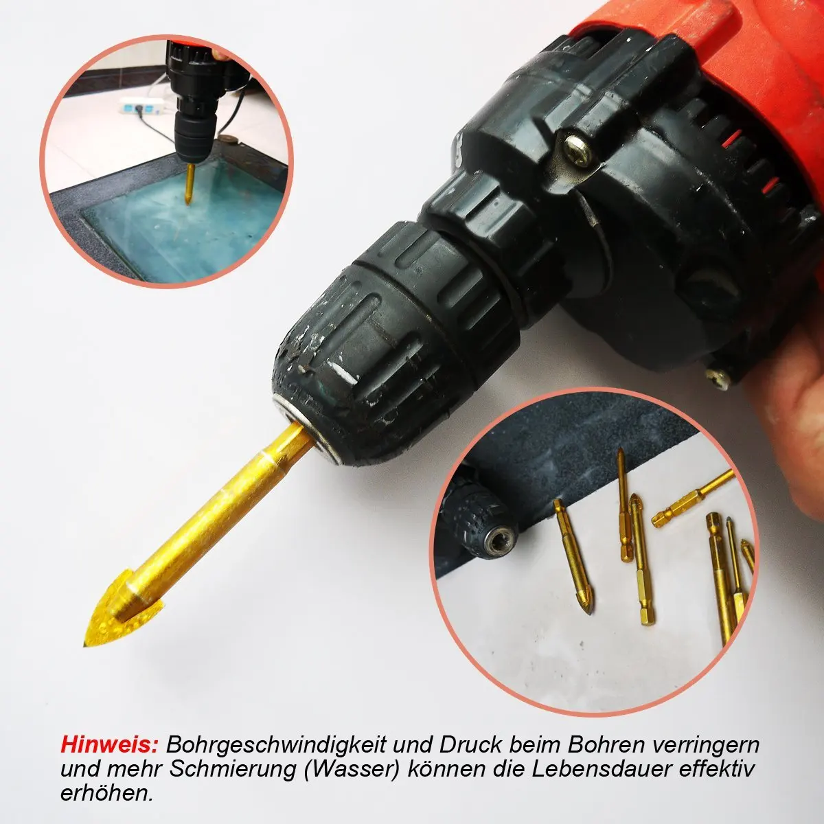 9 pz. Set di punte per trapano per piastrelle in ceramica Set di punte per trapano per vetro Set di punte per piastrelle esagonali Strumento di perforazione per piastrelle in vetro per specchi/vetro