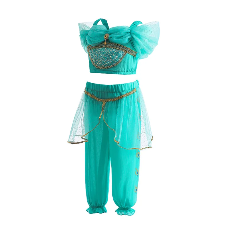 Set da principessa Jasmine per ragazze, costume da gioco di ruolo per cartoni animati, per bambini, principessa araba, pagenta, fotografia, abiti di lusso