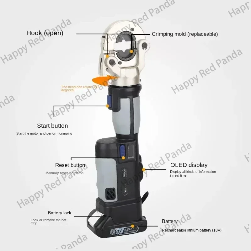 Cordless Electric Hydraulic Clamp Pz-300 Portable Battery Crimping Tool for Copper Aluminum Cable Terminal 16-300Mm