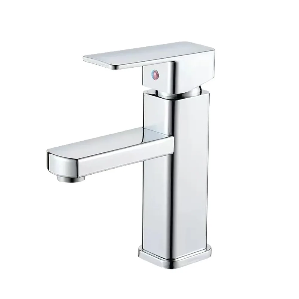 

Countertop Mount Bathroom Faucet Anti-Leakage Rotary Switch Sink Faucet Sink Tap Square Lavatory Basin Faucet Guest Bath