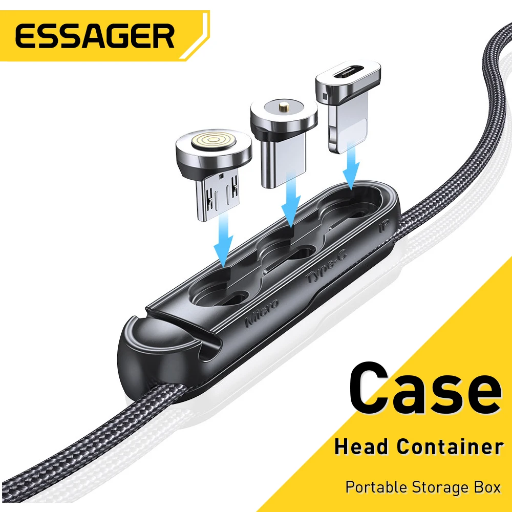 Essager Magnetische Kabel Stecker Fall Für iPhone Typ C Micro USB Portable Storage Box Magnet Ladegerät Adapter Kabel Kopf Container