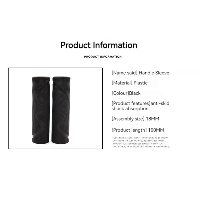 Pair of Comfortable Black Bike Handlebar Grips, 18MM Inner, 100MM Length, TPE Rubber, Non-Slip