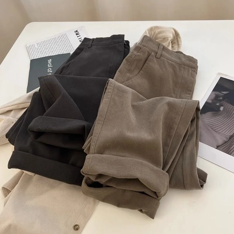 

plus Size Casual Trousers High Waist Wide Leg Straight Cut for plus Size Women Comfortable Loose Workwear Sle Autumn Pants