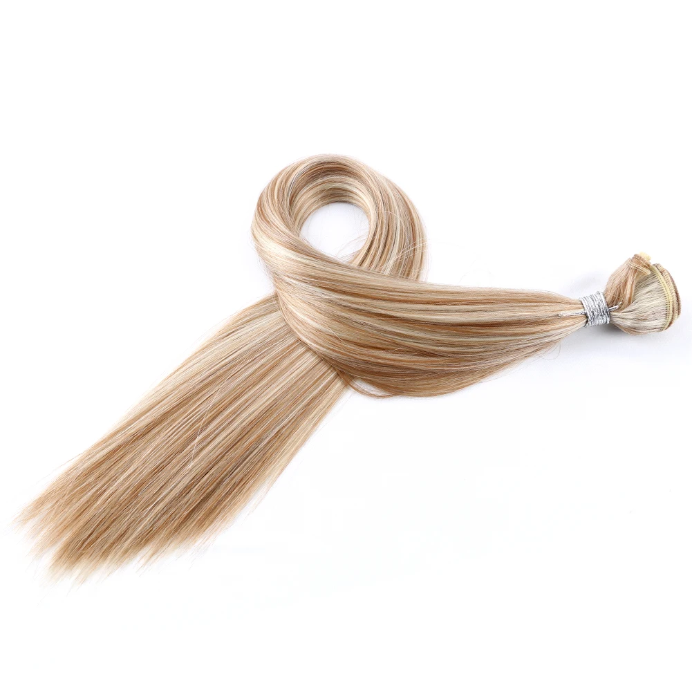 26 Inch Long Heat Resistant Synthetic Silky Straight Hair Weave Bundles Piano Blonde Hair Extension Bone Straight Hair Weaving