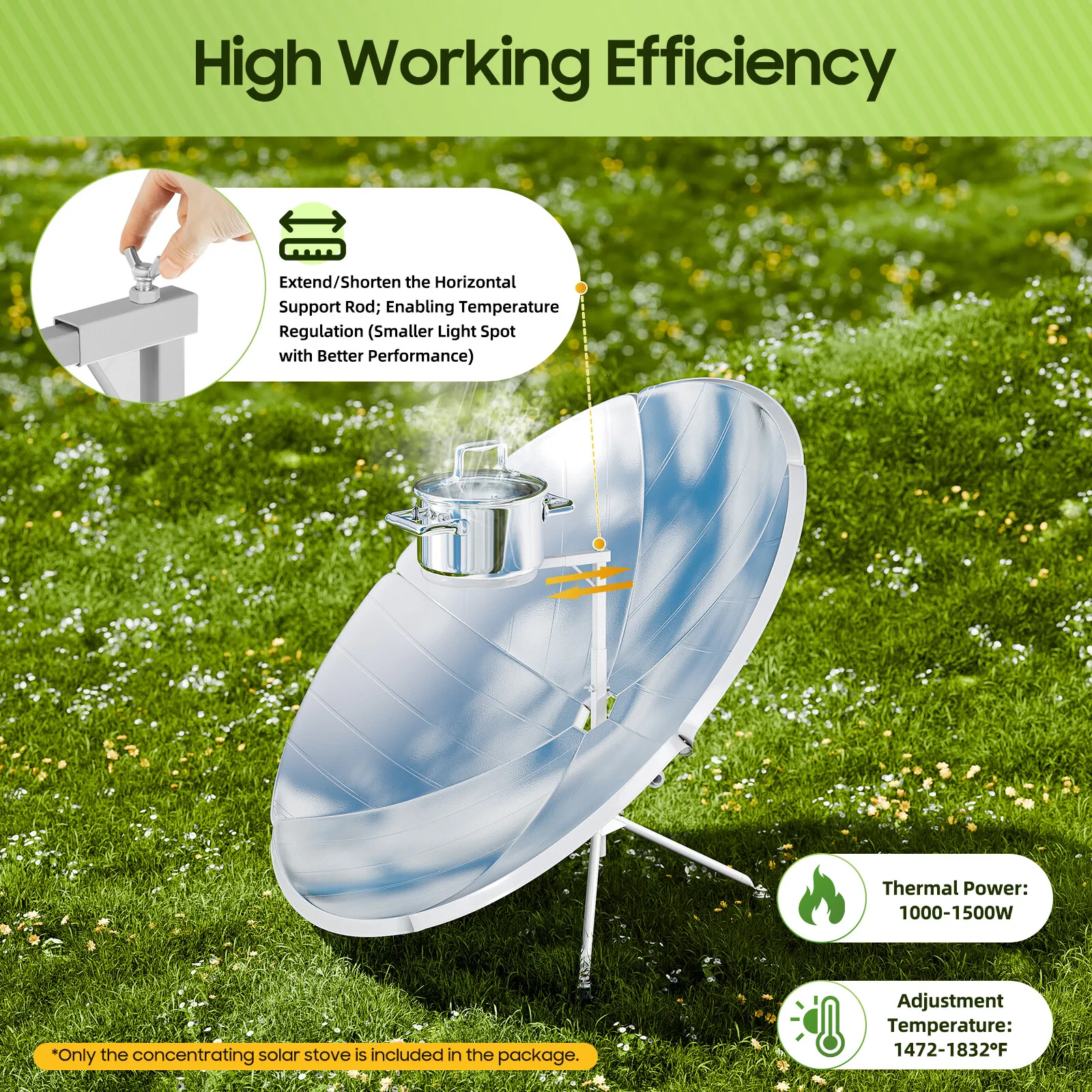 

Solar Cooker Stove - 1000°C High Temp, No Fuel Needed for Outdoor Cooking, Camping, Picnic & Emergency Survival