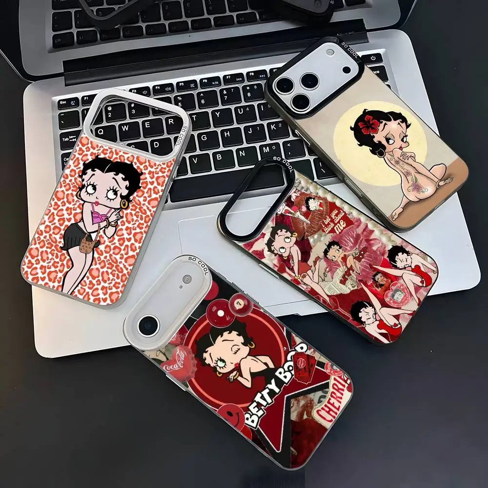 Funda de teléfono Anime Betty kawayii Boop para iPhone 11-17 Air Pro Max, Protector antideslizante chapado en colores con huellas dactilares, gran regalo