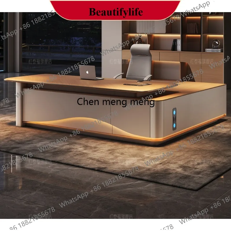 

E153 Boss desk light luxury office desk simple modern high-end manager president supervisor desk and chair combination