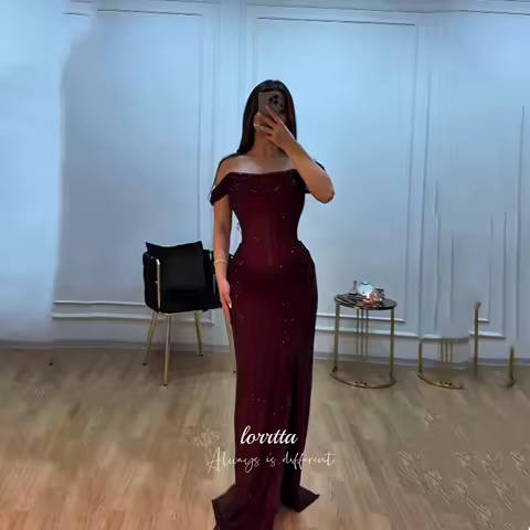 Lorrtta فساتين سهرة Evening Dresses for Special Occasions Mermaid Customized Women's Evening Dress Vestidos De Festa Deep Red