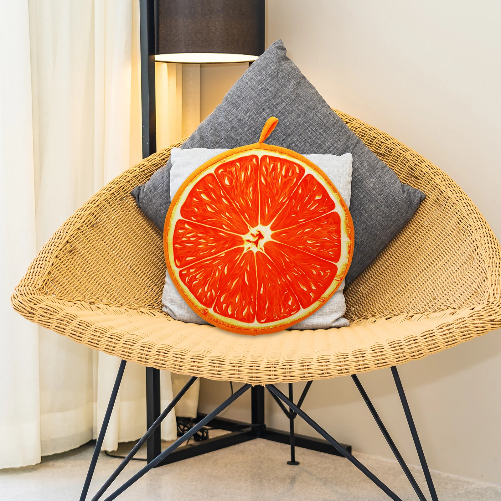 

Fruit Seat Cushion 33cm Orange Pillow Sofa Chair Floor Pads Decorative Soft Polyester Fiber Bright Colors Detachable Cover