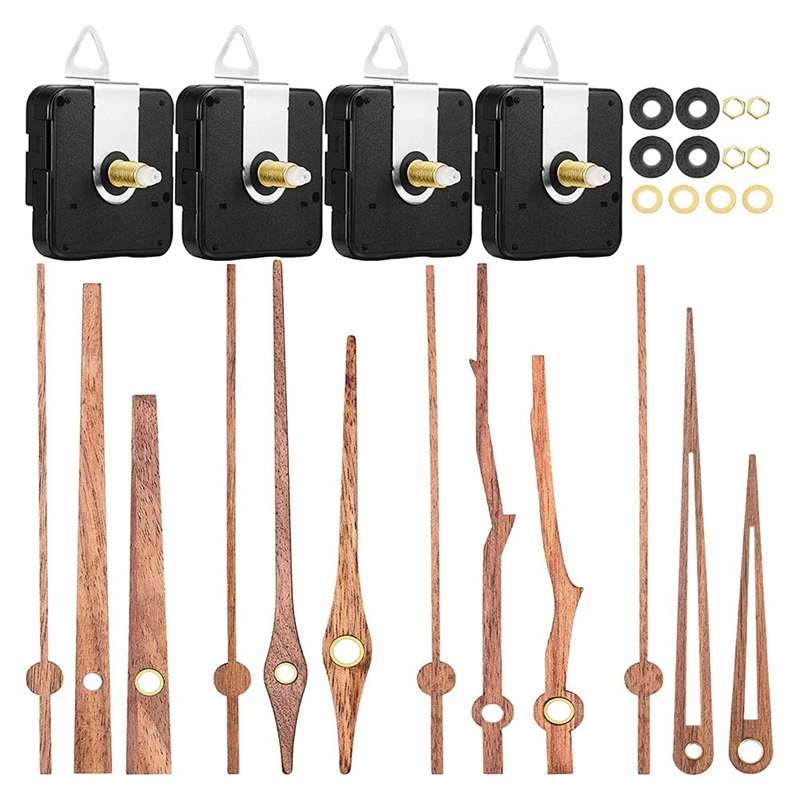 Quartz Clock Movement Mechanism Parts With 3 Types Of Walnut Wood Clock Hands Clock Accessories For Clock Repair