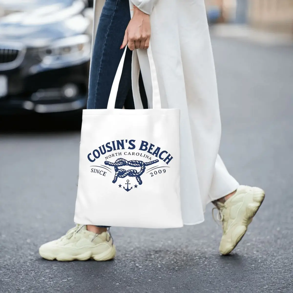 شاطئ ابن عم، عقدة NC ومرساة قماش حمل حقيبة قابلة لإعادة الاستخدام تصميم فريد من نوعه الصيف تحولت أكياس بقالة جميلة للنساء والرجال #3