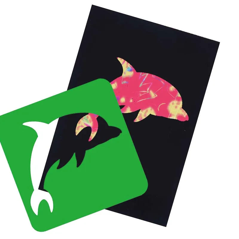 10 pezzi di carta da grattare con modello cavo, colore magico, arcobaleno, pittura antigraffio per aula d'arte, strumenti di pittura fai da te TMZ