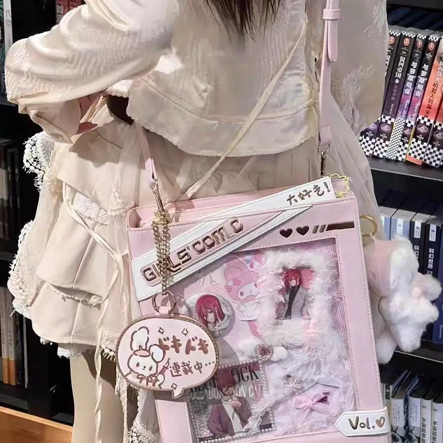 

ita bag new sweet cute PU display shoulder bags women elegant lolita uniform crossbody bag teenage transparent bolso mujer