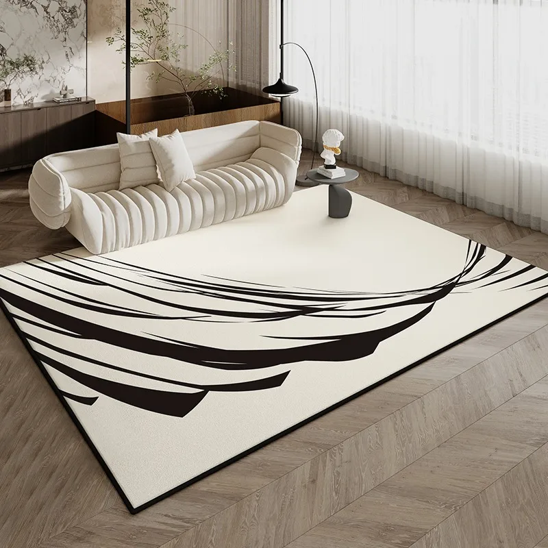 Abstract Black White Striped Rug Art Luxury Decorative Carpet Soft Large Size Living Room Carpets Machine Washable Bedroom Rugs