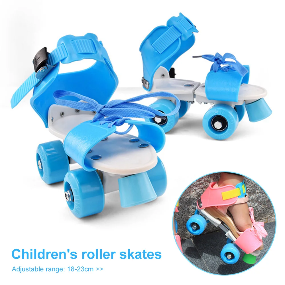 

1Pair Adjustable Size Children Roller Skates Double Row Skating Flashing Sliding Inline Sneaker 4 Wheels 2 Row Outdoor Sports