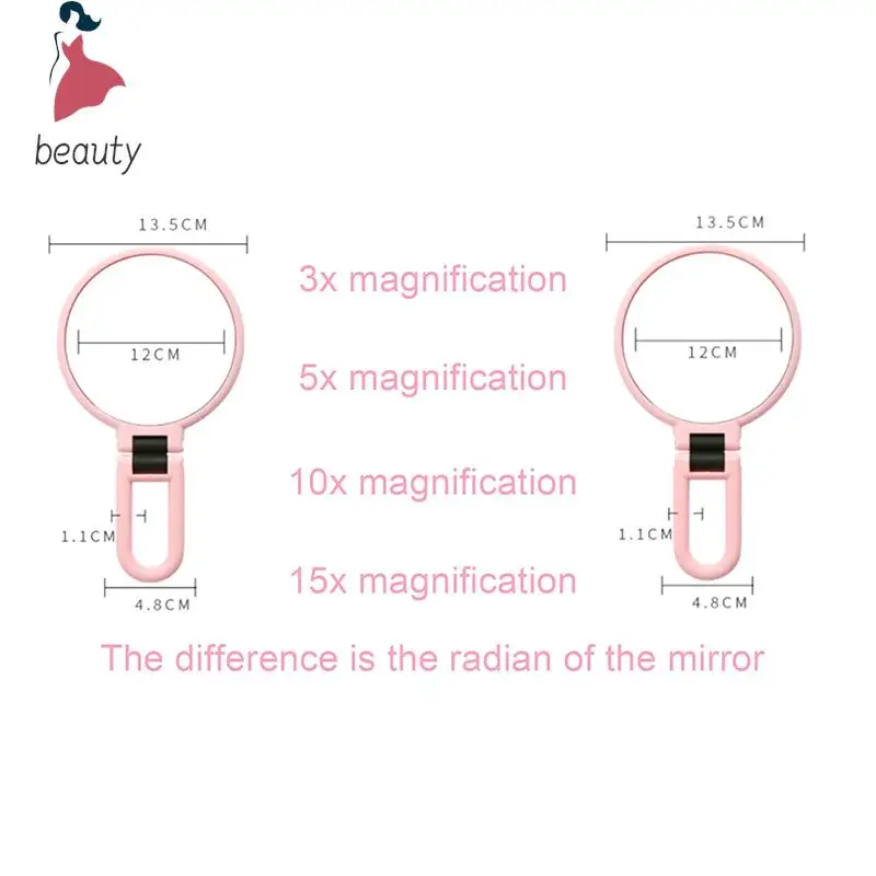 Espejo de tocador de doble cara con aumento de 2/5/10/15X, espejo de mano compacto, herramientas cosméticas
