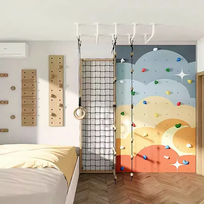 

Moetry Wooden Indoor Climbing Frame Child Exercise Equipment Gymnastic Monkey Bars Wall Climber Home Gym for Kids
