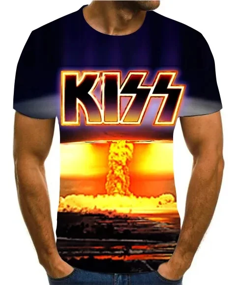 KISS Band Graphic T Shirt 3D Print Man/ Women Casual Fashion Round Neck T-Shirts Short Sleeve Tops Oversized Unisex Clothing