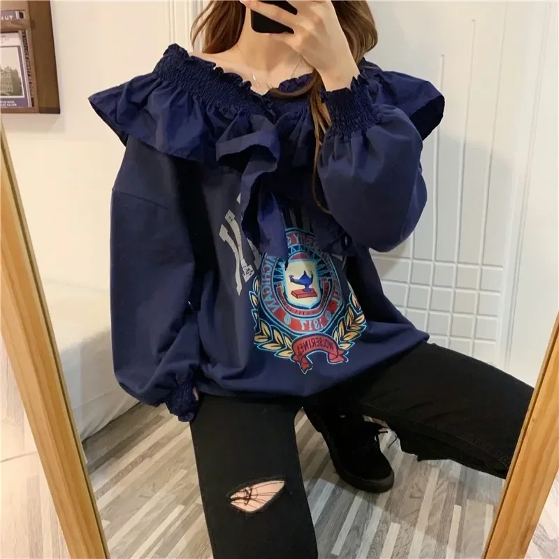 New Fashion Casual Vintage Oversize Printing Graphic Hoodies Women Sexy Tops Female Lady Nice Aesthetic Cool Girls Sweatshirt