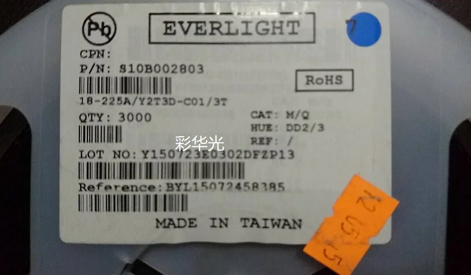 

50Pcs/18-225A/Y2T3D-C01/3T 0603 (1608) Yellow and white two-color super bright LED