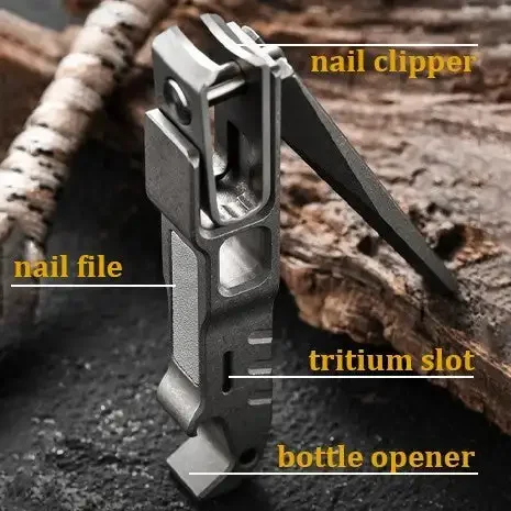 FEGVE Titanium Alloy Portable Buckle Multifunctional Nail Clippers
