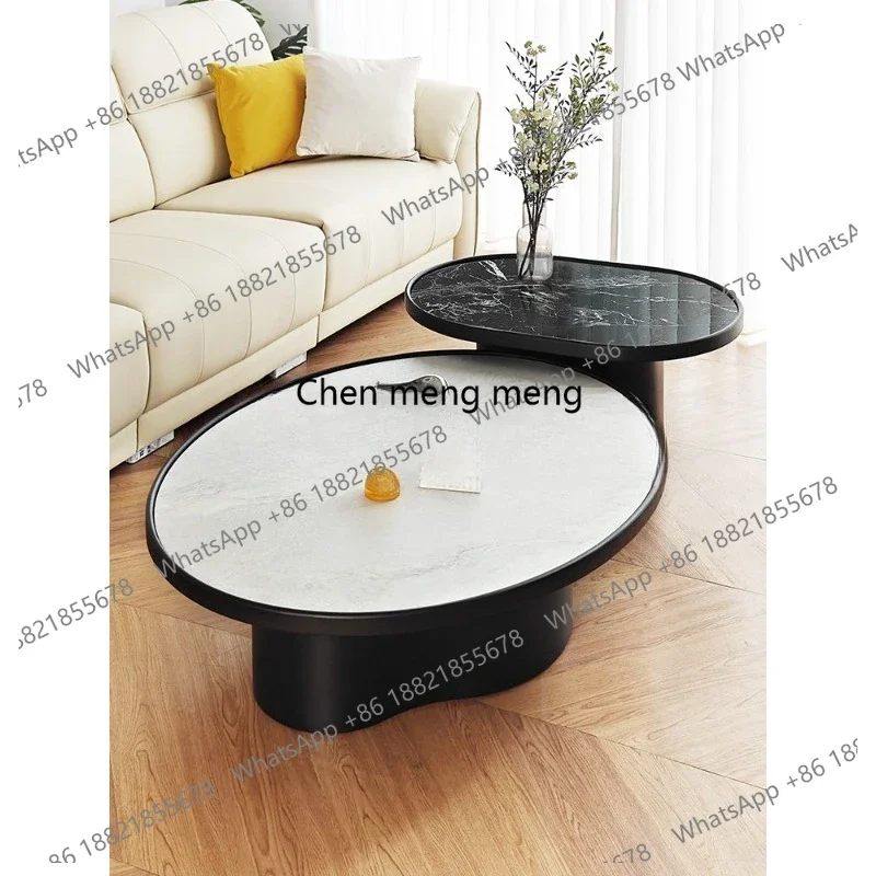 

RR Super crystal stone round coffee table combination size simple tea table modern simple living room