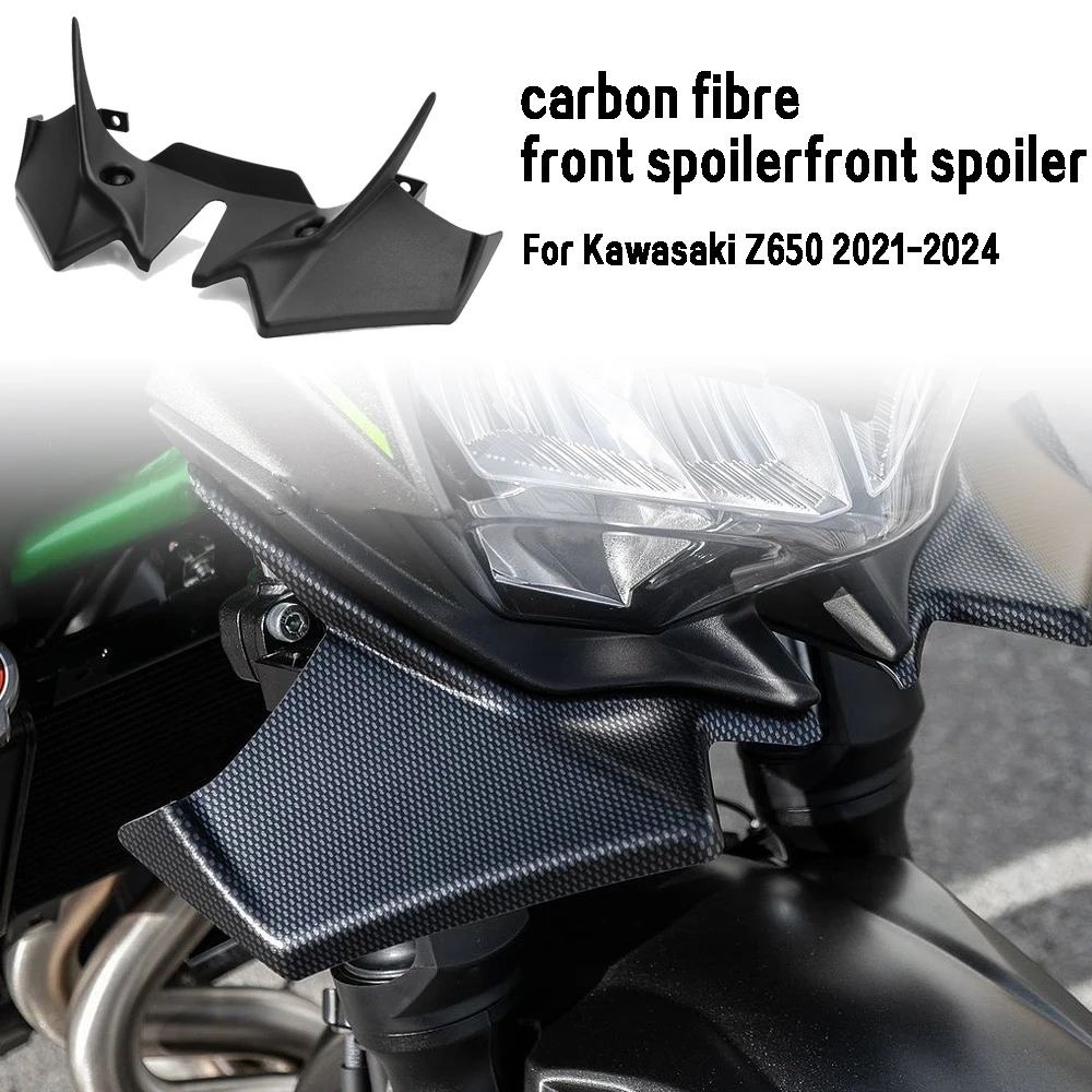 For KAWASAKI Z650 z650 Z 650 2021 2022 2023 2024 Motorcycle carbon fibre front spoiler fairing aerodynamic wing cover decoration