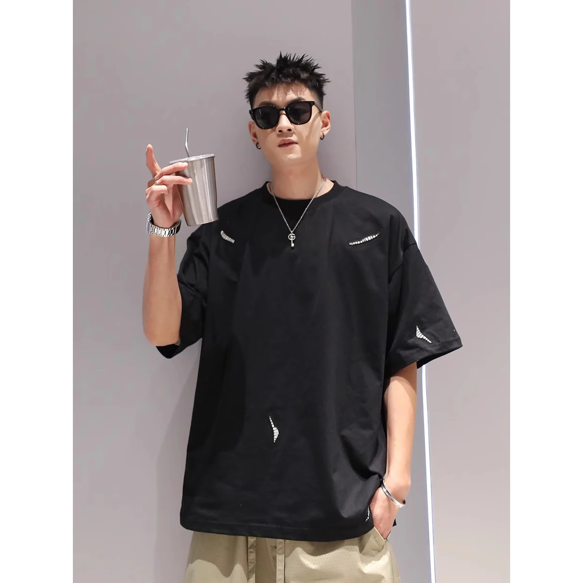 الهيب هوب التصحيح تي شيرت للرجال النساء 2025 الصيف فضفاضة قصيرة الأكمام التي شيرت المتضخم Techwear الشارع الشهير قطنية عالية الجودة Y2K